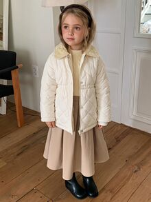 DAZY Young Girl Fashionable Versatile Long Sleeve Button-Up Waist-Cinching Padded Coat Fall - Grey - View 6
