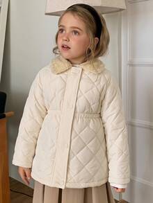 DAZY Young Girl Fashionable Versatile Long Sleeve Button-Up Waist-Cinching Padded Coat Fall - Grey - View 5