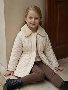DAZY Young Girl Fashionable Versatile Long Sleeve Button-Up Waist-Cinching Padded Coat Fall - Grey - View 14
