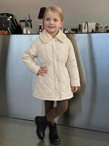 DAZY Young Girl Fashionable Versatile Long Sleeve Button-Up Waist-Cinching Padded Coat Fall - Grey - View 15