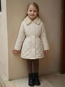DAZY Young Girl Fashionable Versatile Long Sleeve Button-Up Waist-Cinching Padded Coat Fall - Grey - View 10