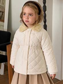DAZY Young Girl Fashionable Versatile Long Sleeve Button-Up Waist-Cinching Padded Coat Fall - Grey - View 12