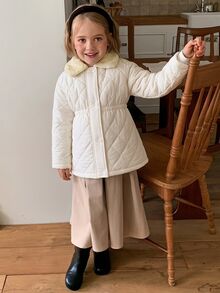 DAZY Young Girl Fashionable Versatile Long Sleeve Button-Up Waist-Cinching Padded Coat Fall - Grey - View 4
