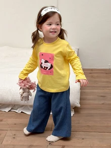 Dazy Kids Infant (Girl) Round Neck Short Sleeve T-Shirt And Long Pants 2 Pieces Set Loungewear Fall - Blue - View 5
