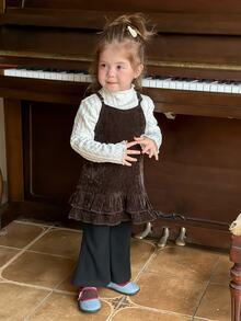Dazy Kids Infant/Toddler (Girl) Flocked Polka Dot Ruffle Trim Camisole Top Fall - Black - View 9