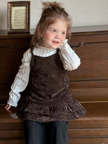 Dazy Kids Infant/Toddler (Girl) Flocked Polka Dot Ruffle Trim Camisole Top Fall - Black - View 3