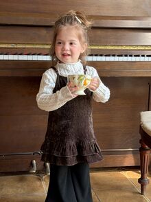 Dazy Kids Infant/Toddler (Girl) Flocked Polka Dot Ruffle Trim Camisole Top Fall - Black - View 6