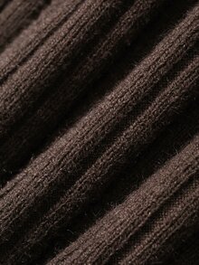 Dazy-Less Autumn Coffee Brown Round Neck Long Sleeve Knit Sweater With High Waist Slim Fit Ribbed Knit Pants 2 Pieces Set Office Brunch Minimalist Elegant - Coffee Brown - View 8