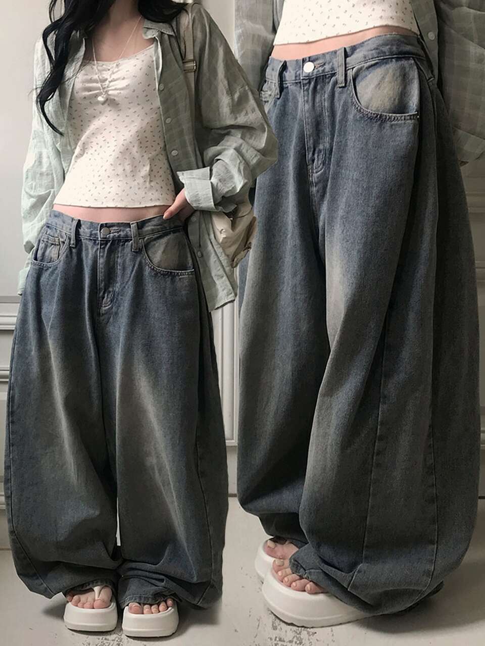 Women's Loose Washed Casual Denim Jeans Fall
