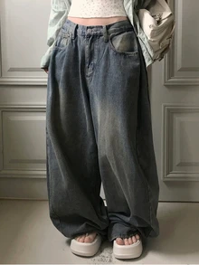 DAZY 女款寬鬆水洗休閒牛仔長褲 秋季 - 灰色 - 查看 6