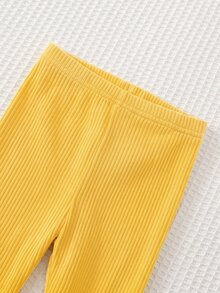 SHEIN Set Baju Bayi Perempuan Lucu Motif Bunga & Lebah dengan Sweatshirt dan Celana Panjang Pinggang Elastis Gaya Musim Gugur, Pakaian Musim Gugur/Jaket Musim Dingin - Kuning - View 8