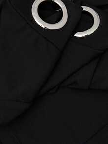 Nöista Womenswear Long Sleeve Top With Cold Shoulder Fitting And Big Aylets Detail On Top And Hem, Perfect Top For Going Out And Party In Fall Winter Season. - Black - View 10