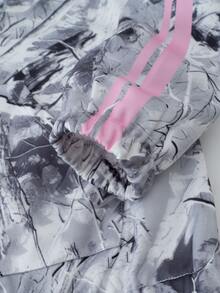 青少年女孩 T-shirt 套裝 白色短袖上衣 + 長褲 2 件套 寬鬆版型 日常穿著 休閒街頭風 寬大圓領 秋季派對 - 彩色 - 查看 4