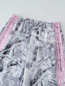 青少年女孩 T-shirt 套裝 白色短袖上衣 + 長褲 2 件套 寬鬆版型 日常穿著 休閒街頭風 寬大圓領 秋季派對 - 彩色 - 查看 6