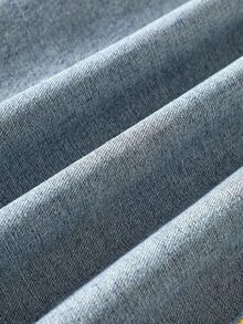ROMWE MEN Street Life Celana Jeans Denim Pria Kasual dengan Motif Bunga Bordir dan Warna Washed - Biru - View 8