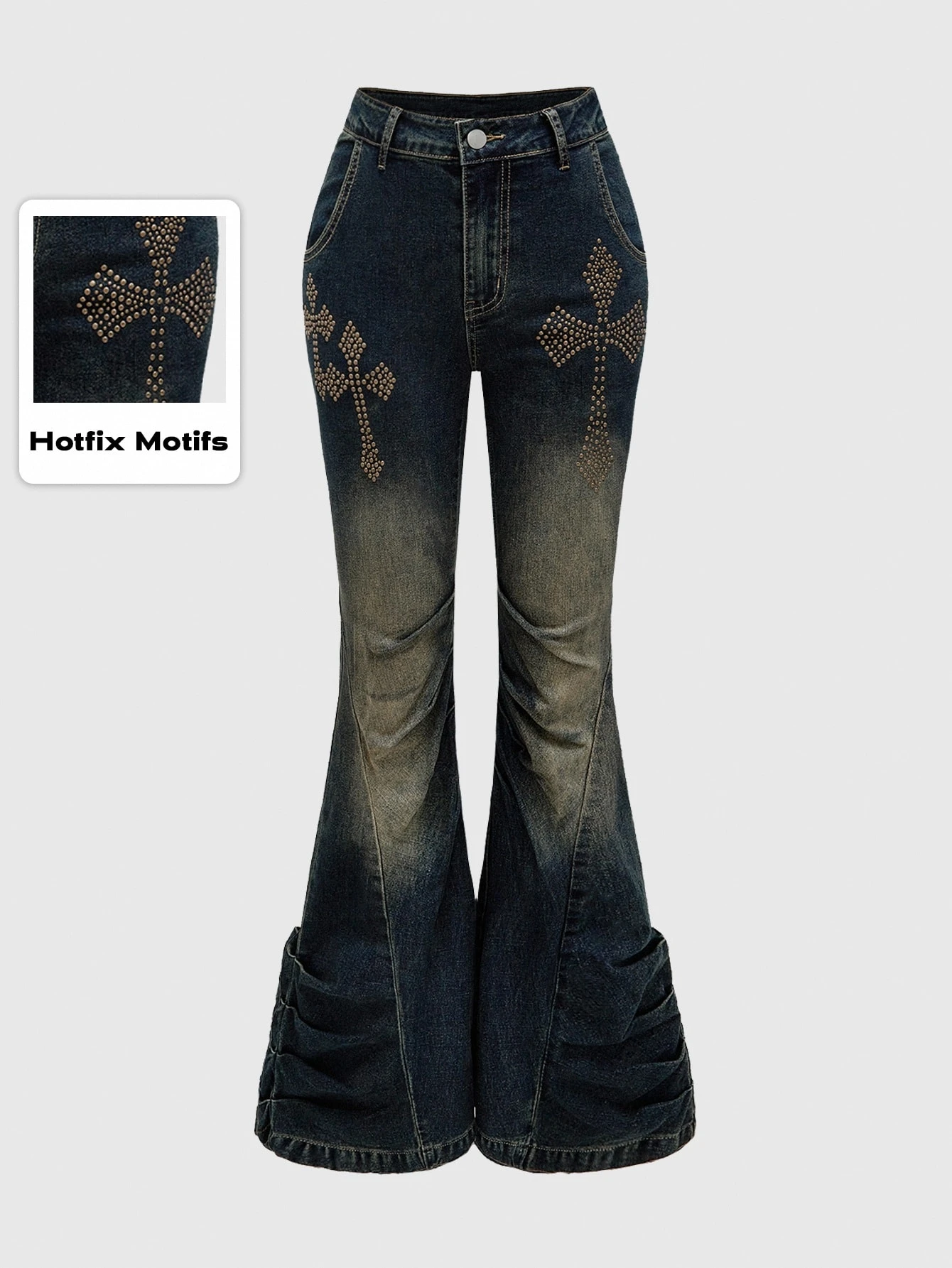 Our Grunge Punk Kpop Gyaru Shibuya-Style Cross Metal Rivet