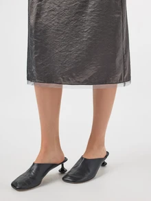 KÆRIA Hus Bias-Cut Liquid Satin Skirt - Fluid - Grey - Draped, Going Out Work Date Brunch, Party, Elegant, Dinner, Wedding, Vacation, Office, Concert, Fall - Grey - View 7