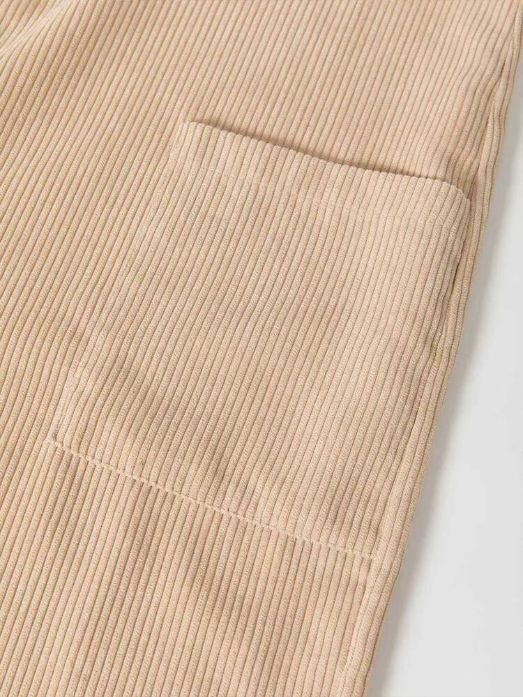 Holdful Holdful Overall Wanita Kasual Bergaris Warna Polos untuk Liburan Sehari-hari, Piknik, dengan Kantong dan Kancing, Warna Beige untuk Makan Siang/Brunch, Musim Gugur - Aprikot - View 5