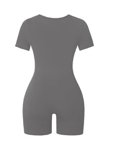 Slayform Slayform Seamless Ribbed High Elasticity Yoga Sporty Athleisure Sports Romper Gym Workout Grey Summer - Light Grey - View 6
