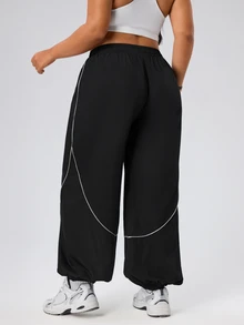 Gameset SHEIN Sport Women's Plus Size Cuffed Leg Sports Pants - Black - View 2