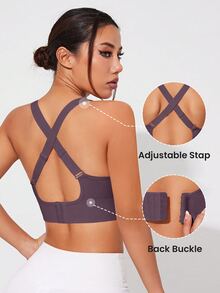 Solea Cove Solea Cove 女款運動內衣/無縫/排扣式/肩帶 - 紫色 - 查看 7