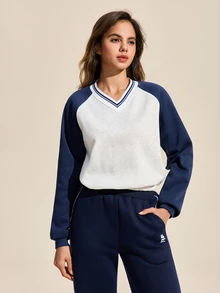 SHEIN Sports بلوزة رياضية كاجوال للنساء مصنوعة من قطع ملونة، مناسبة للخريف والشتاء - متعدد الألوان - مشاهدة 5