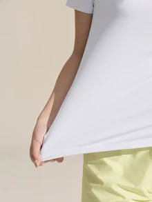 SHEIN Sports 女士纯色网眼拼接户外T恤 - 白色 - 查看 7