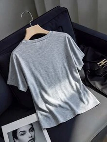 Resyla 2026 Autumn/Winter New Style Loose-Fitting Fashionable Bead-Imitating Denim Print T-Shirt Short-Sleeve Top For Women - High-Class, Unconventional New - Multicolor - View 2