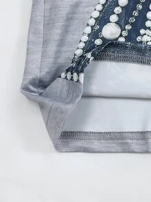 Resyla 2026 Autumn/Winter New Style Loose-Fitting Fashionable Bead-Imitating Denim Print T-Shirt Short-Sleeve Top For Women - High-Class, Unconventional New - Multicolor - View 4