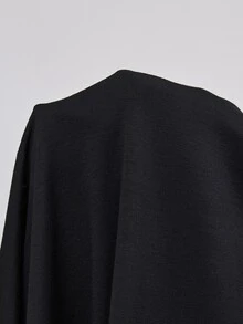 Lacomfia Plus Size Women's Autumn/Winter Dropped Shoulder Casual Lapel 2 In 1 Long Sleeve Elegant Loose Fit Wide Hem Contrast Color Decor Sweatshirt Dress - Black - View 7