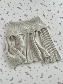 Elamini Sweater Rajut Lengan Panjang Wanita dengan Desain Berlubang, Bahu Terbuka, dan Potongan Mengembang, Motif Bunga, Nuansa Manis yang Menawan, Cocok untuk Musim Gugur/Dingin - Aprikot - View 6