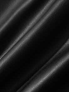 FRIFUL Women's Autumn PU Layered Frill Trim Jacket - Black - View 7