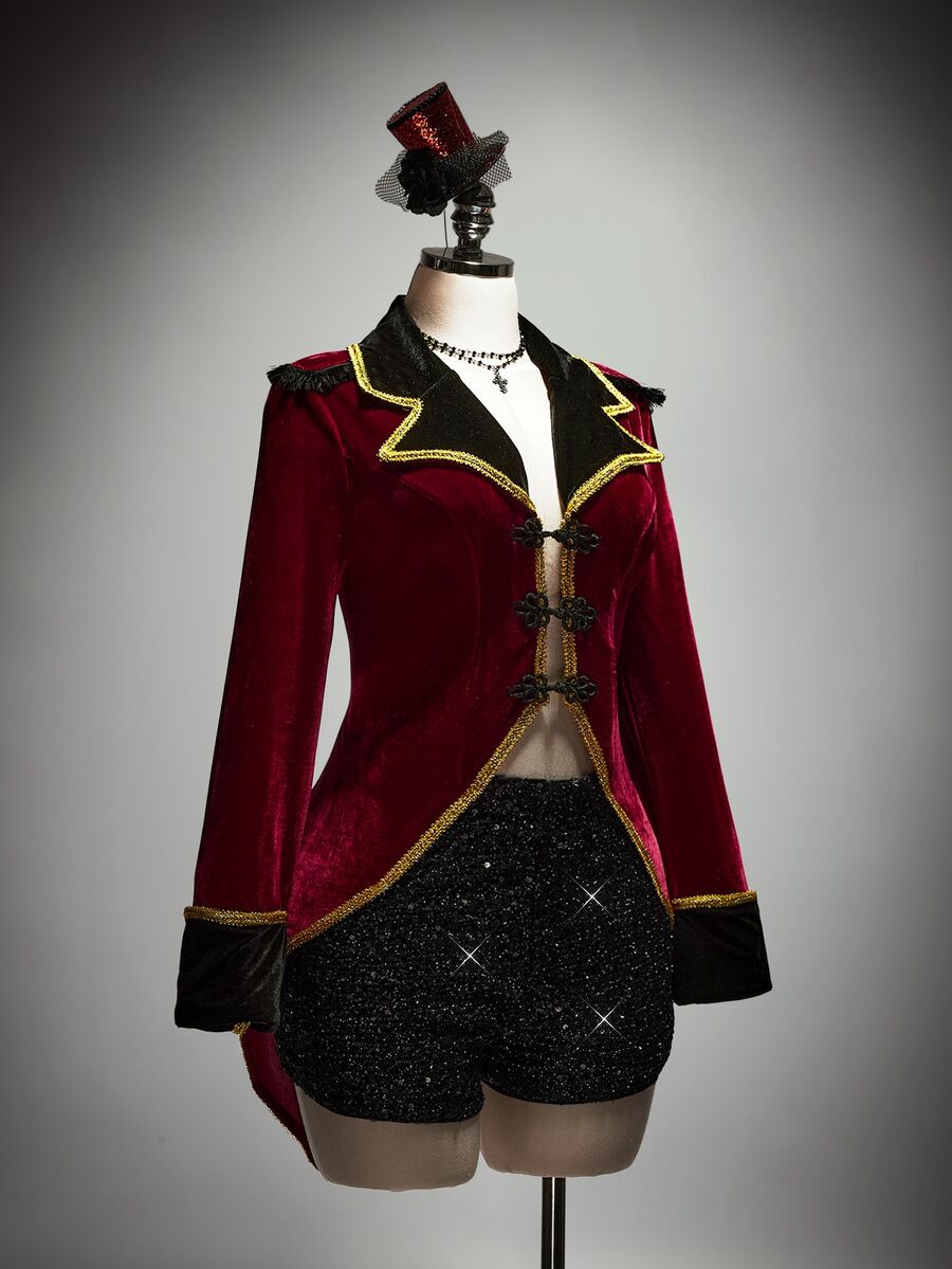 SHEIN ICON Plus Size Y2K Sexy Halloween Evil Boss Costume, Halloween Suit - Burgundy - View 1