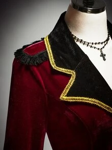SHEIN ICON Plus Size Y2K Sexy Halloween Evil Boss Costume, Halloween Suit - Burgundy - View 4