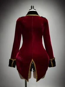 SHEIN ICON Plus Size Y2K Sexy Halloween Evil Boss Costume, Halloween Suit - Burgundy - View 2