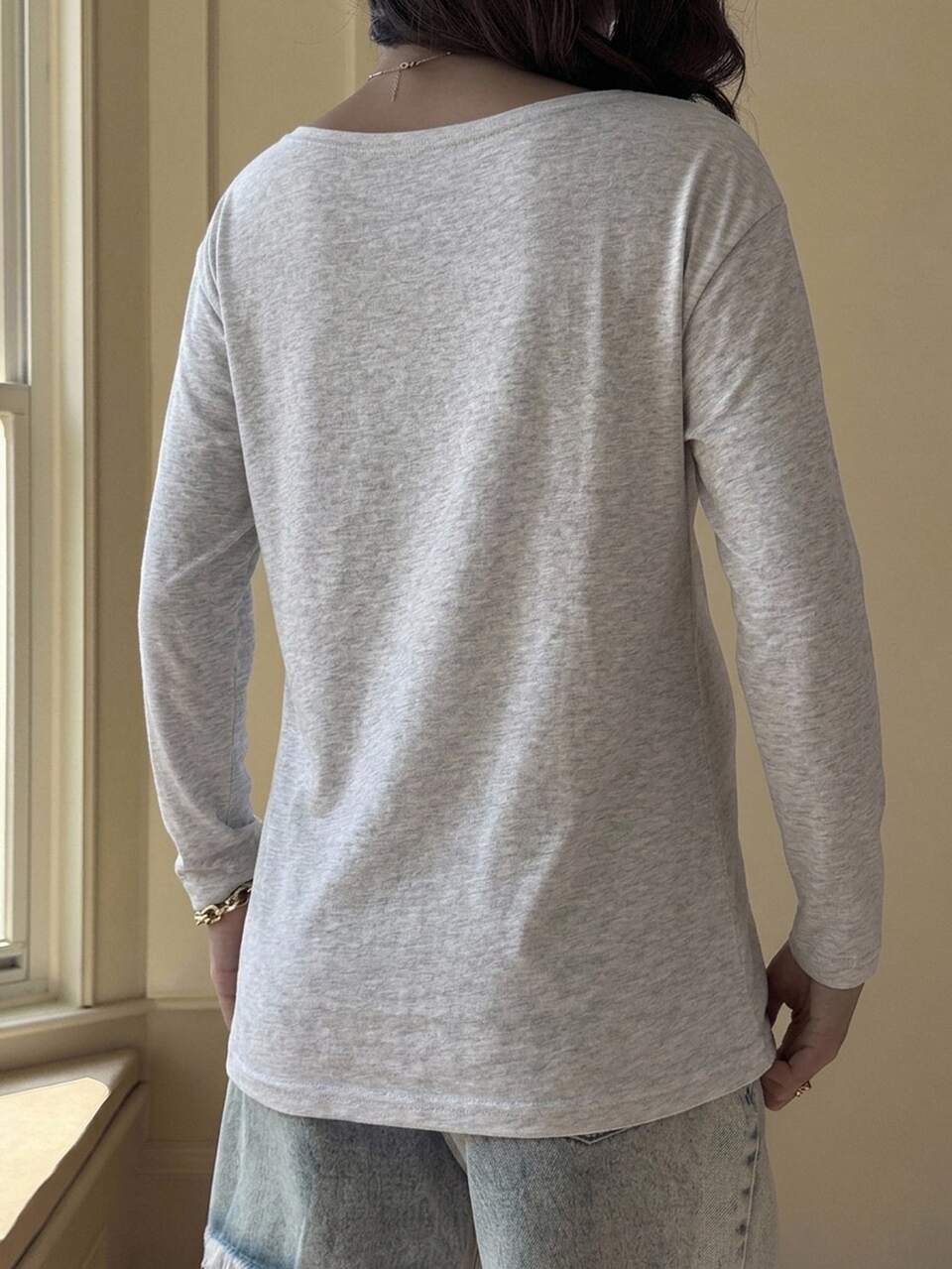 Pattern Letter Print Loose Long Sleeve Asymmetrical Shoulder Casual Daily Vacation Streetwear Spring Autumn Top Maternity T-Shirt