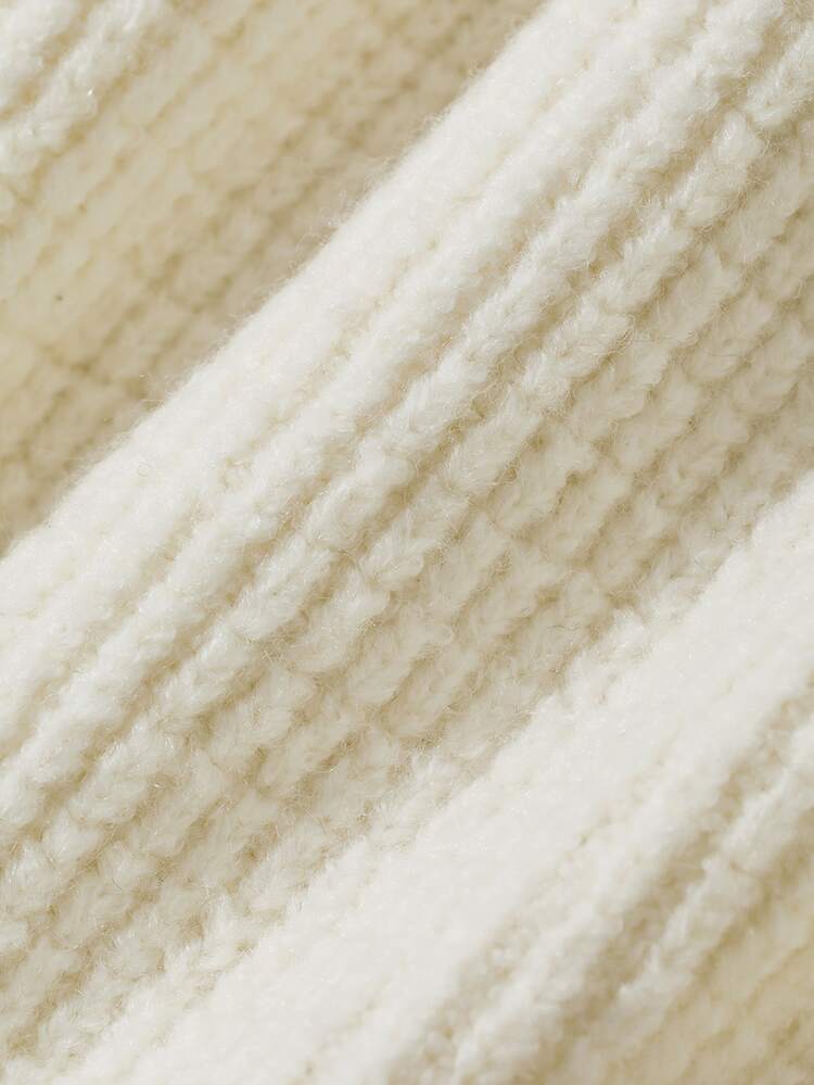 Dazy-Less Women's Solid Color Drop Shoulder Long Sleeve Turtleneck Casual Versatile Sweater Fall - White - View 9