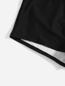 SHEIN Swim Basics Summer Beach Plus Solid Swim Shorts - Black - View 7