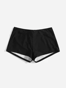 SHEIN Swim Basics Summer Beach Plus Solid Swim Shorts - Black - View 5