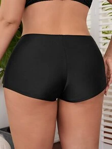 SHEIN Swim Basics Summer Beach Plus Solid Swim Shorts - Black - View 2