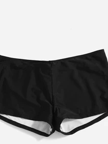 SHEIN Swim Basics Summer Beach Plus Solid Swim Shorts - Black - View 6