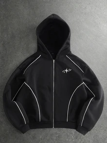 STYNVO Men's Long Sleeve Zip-Up Casual Hoodie - Black - View 1