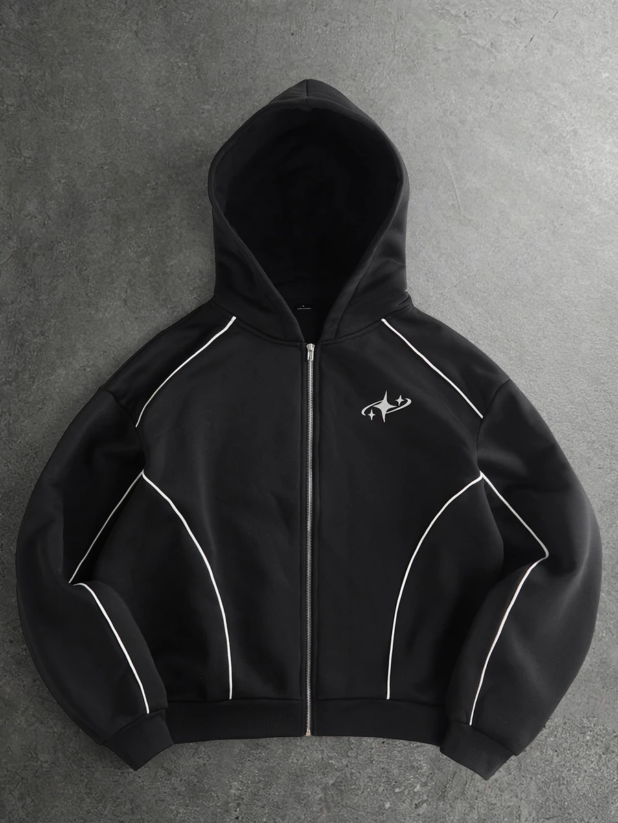 STYNVO Men's Long Sleeve Zip-Up Casual Hoodie - Black - View 1