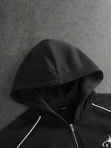 STYNVO Men's Long Sleeve Zip-Up Casual Hoodie - Black - View 5