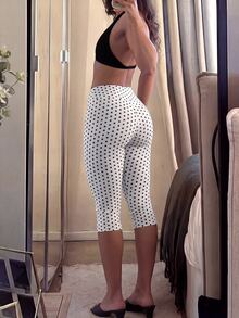 Sirith Polka Dot Print Split Hem Capri Sports Leggings - Multicolor - View 2