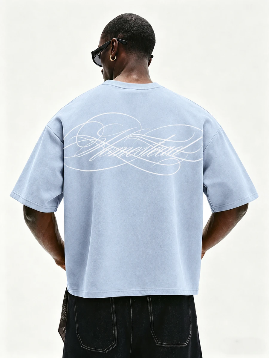 STYNVO Men's Crew Neck Short Sleeve Casual Versatile Loose Fit T-Shirt - Blue - View 1