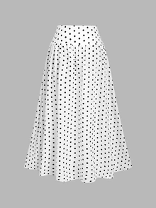 Sweetra Mock Neck Tee & Polka Dot Print Skirt - Black and White - View 6