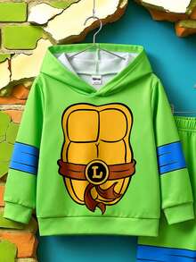TEENAGE MUTANT NINJA TURTLES | SHEIN Teen MUTANT TURTLES 2件組男嬰連帽長袖抓絨運動衫與配套長褲套裝，適合秋冬穿著 - 彩色 - 查看 4
