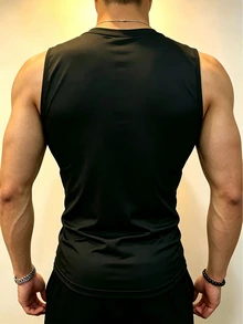 Gym Rark Men's Letter Print Casual Fitness Sports Tank Top - Black - View 2