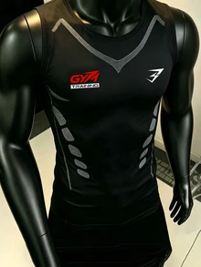 Gym Rark Men's Letter Print Casual Fitness Sports Tank Top - Black - View 1